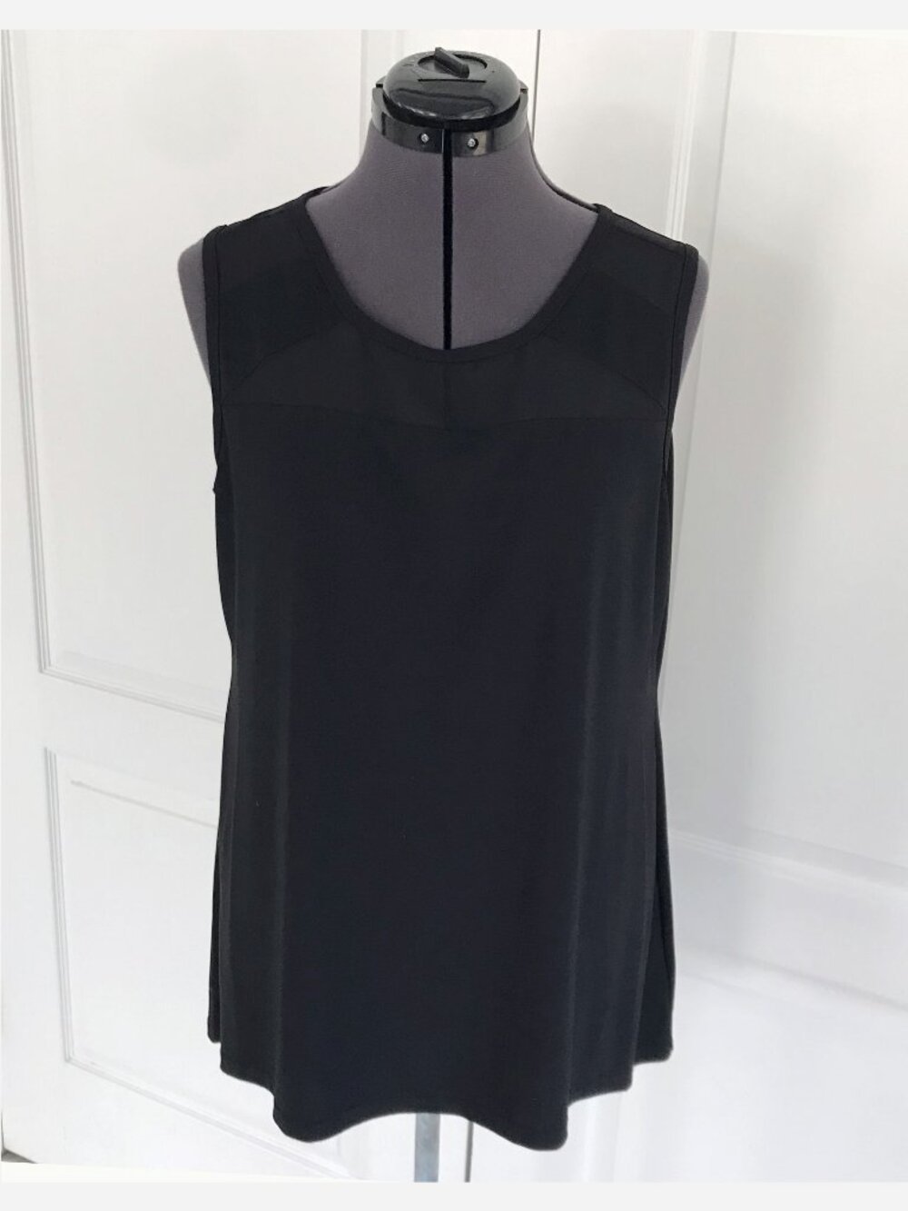 Belldini Sleeveless High Low Tank Top with Sheer Insets at top, Size XL